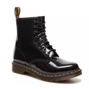 EUC- Dr. Martens 'Delaney' Patent Leather 1460 Lace-Up Front Boots w/Side Zip